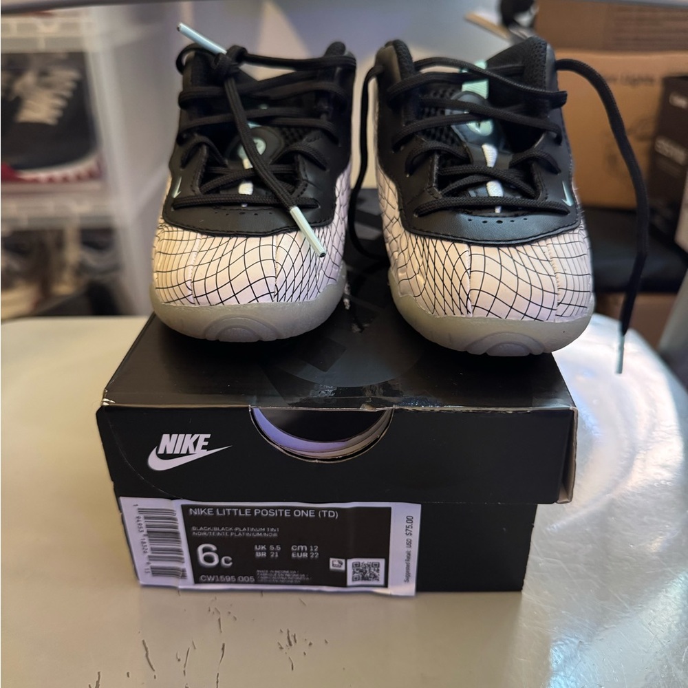 Nike Little Posite One Kids Shoes - Black and White